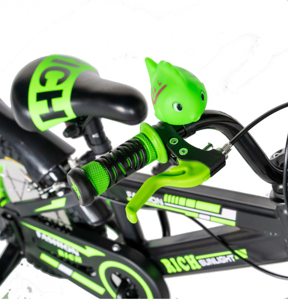 Bicicleta baieti Rich Baby T1202C 12 inch C-Brake cu roti ajutatoare 2-4 ani negruverde - 5
