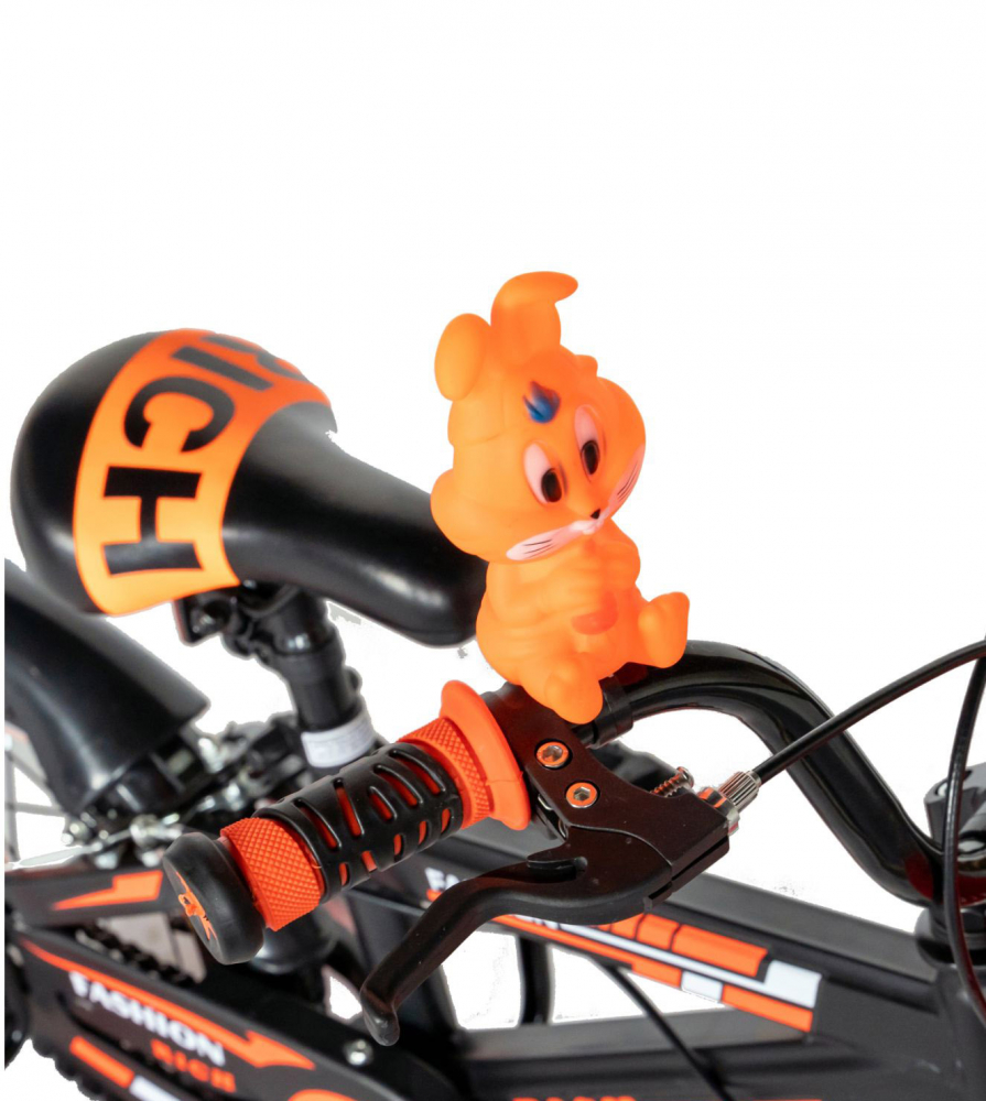Bicicleta baieti Rich Baby T1602C 16 inch C-Brake cu roti ajutatoare 4-6 ani negruportocaliu nichiduta.ro