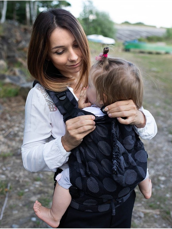 Marsupiu ergonomic Kinder Hop Multi Soft Dots Dark Grey - 1 | YEO