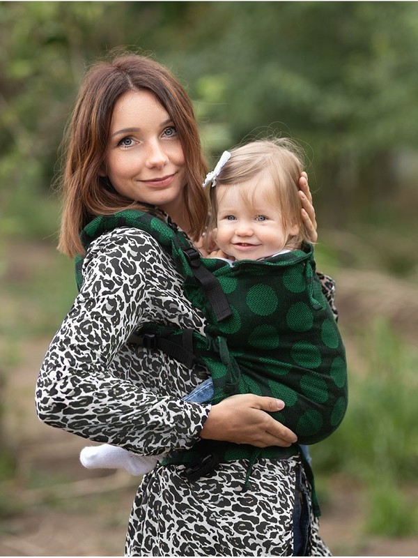 Marsupiu ergonomic kinder hop multi soft dots green