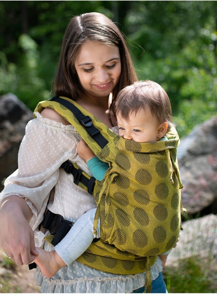 Marsupiu ergonomic kinder hop multi soft dots yellow
