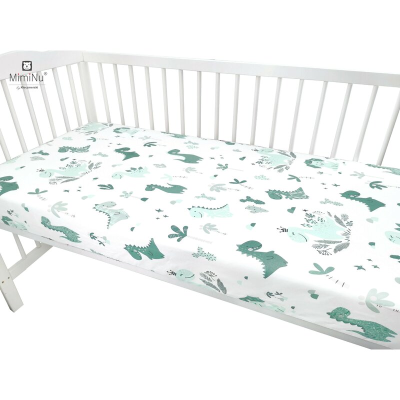 Cearceaf cu elastic 120×60 cm Dino Mint MimiNu 120x60 imagine noua responsabilitatesociala.ro
