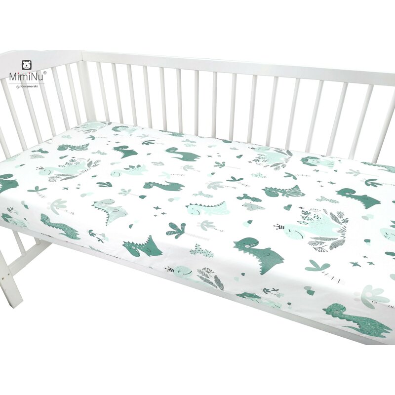 Cearceaf Cu Elastic 120x60 Cm Dino Mint Miminu