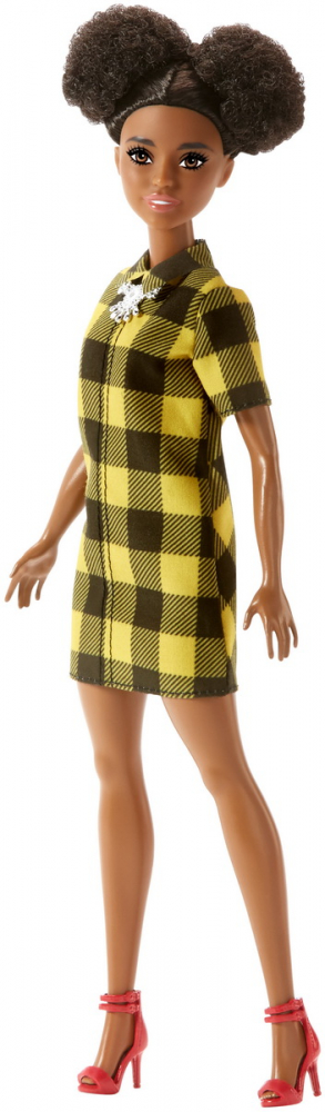Papusa Barbie Fashionista cu rochita in carouri