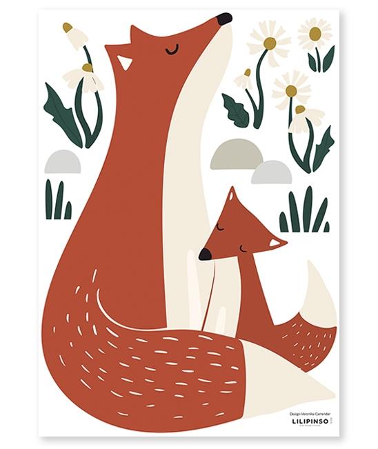 Sticker a3 (29 7x42cm) fox family