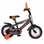 Bicicleta baieti Rich Baby T1202C 12 inch C-Brake cu roti ajutatoare 2-4 ani negru/portocaliu