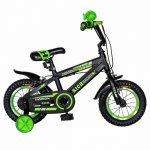 Bicicleta baieti Rich Baby T1202C 12 inch C-Brake cu roti ajutatoare 2-4 ani negru/verde