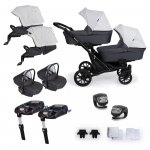 Carucior gemeni Kunert Booster Light Isofix 3 in 1 Gri/Grafit