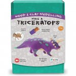 Kit constructie lemn si argila Triceratops Fiesta Crafts