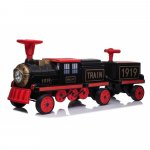 Locomotiva de tren electric pentru copii + un vagon cu motor negru