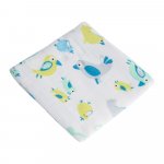 Scutec multifunctional muselina din fibra de bambus organic Birds Green 35 x 30 cm