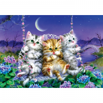 Puzzle 500 piese Moonlight Swing Kittens Kayomi Harai