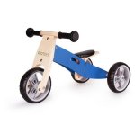 Tricicleta Ecotoys cu pedale 2 in 1 din lemn albastra