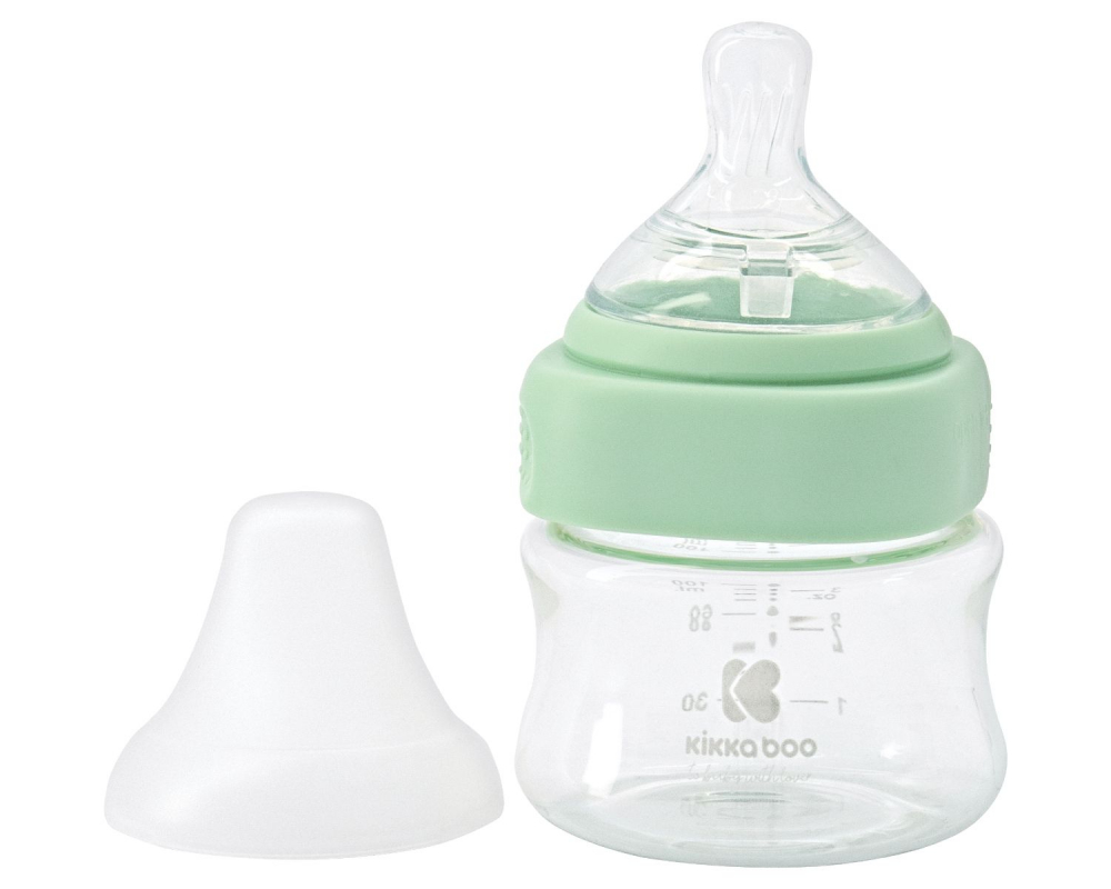 Biberon din sticla 100ml kikkaboo mini mint