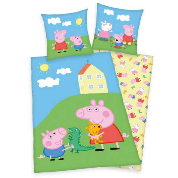 Lenjerie de pat 2 piese Peppa Pig pentru copii reversibila Camera imagine noua responsabilitatesociala.ro