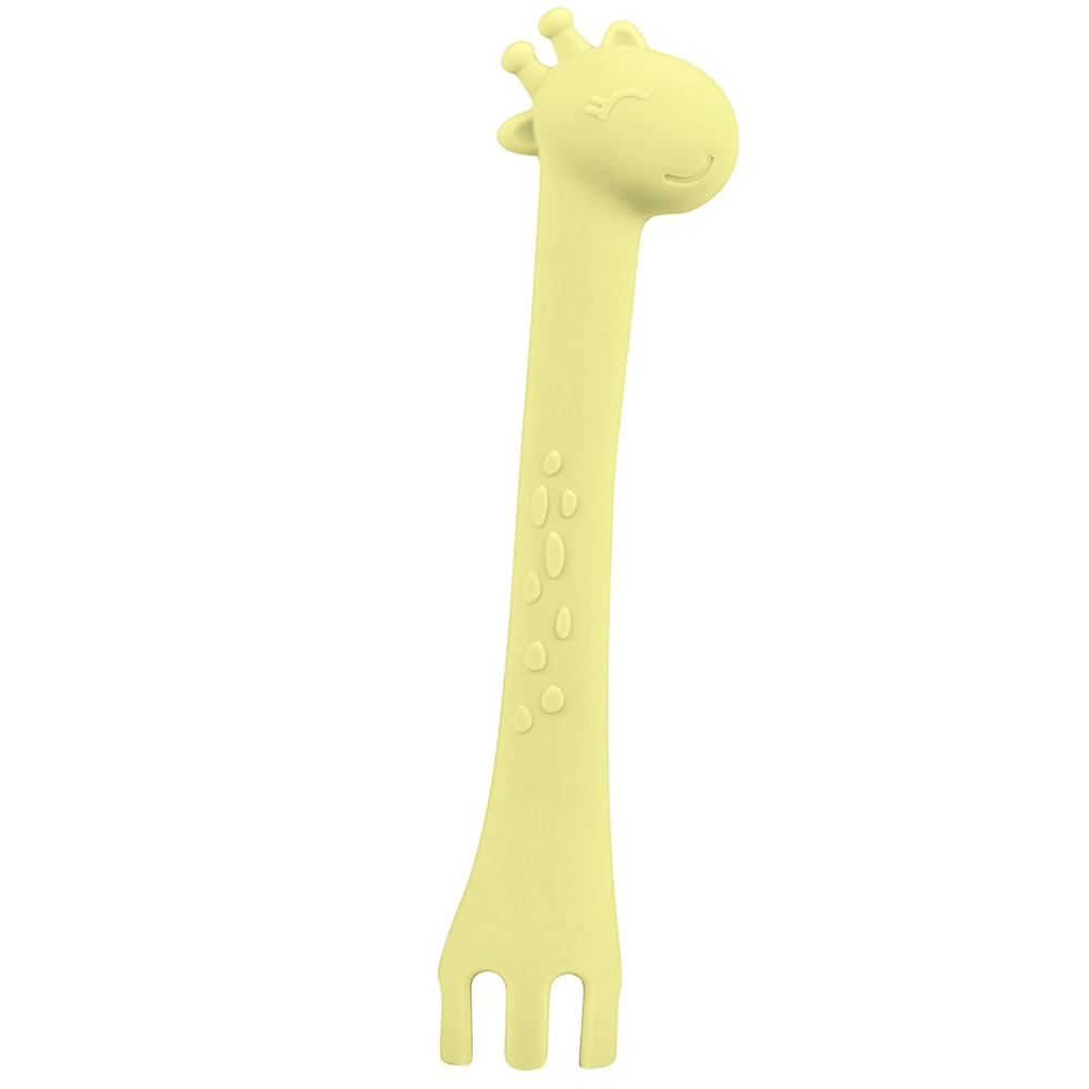 Lingurita din silicon 2 in 1 Giraffe Yellow Alimentatie imagine noua responsabilitatesociala.ro