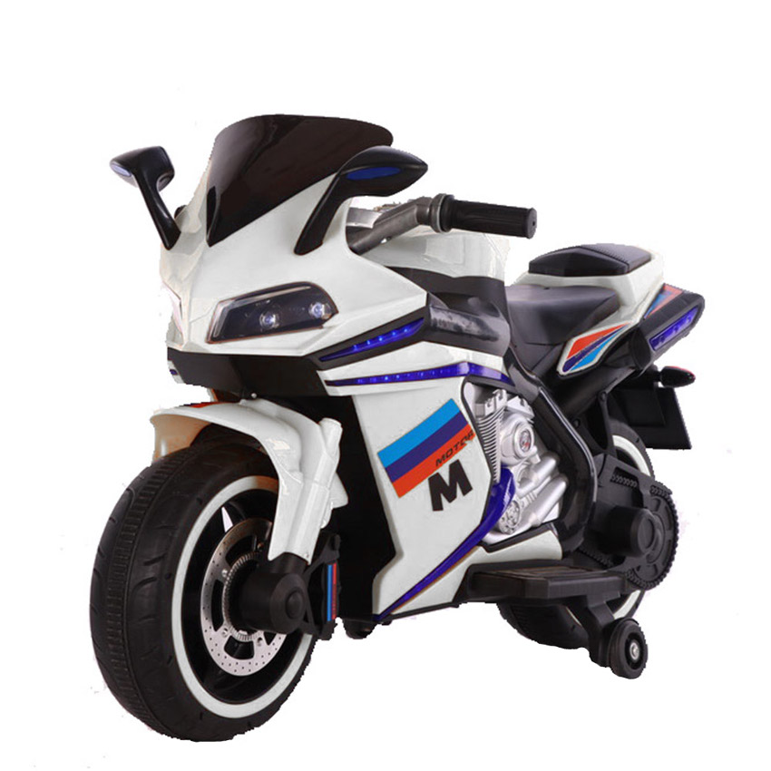 Motocicleta electrica cu lumini LED Sport White MONI