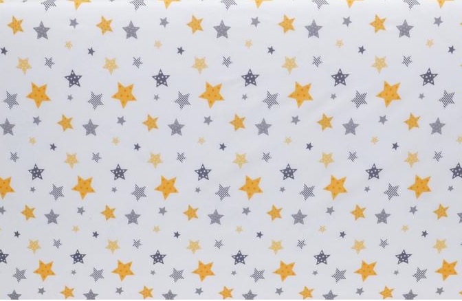 Perna cu spuma de memorie si husa de schimb yellow grey stars white 30x40 cm