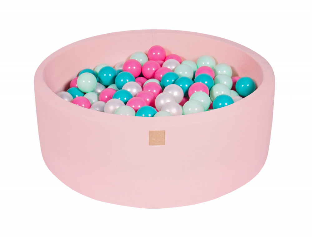 Piscina uscata cu 250 bile 7 cm meowbaby unicorn set 90x30 cm roz pastel
