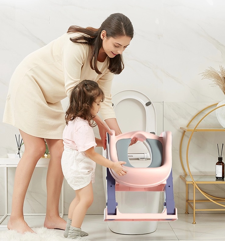 Reductor toaleta cu scara Little Mom Pink - 2 | YEO