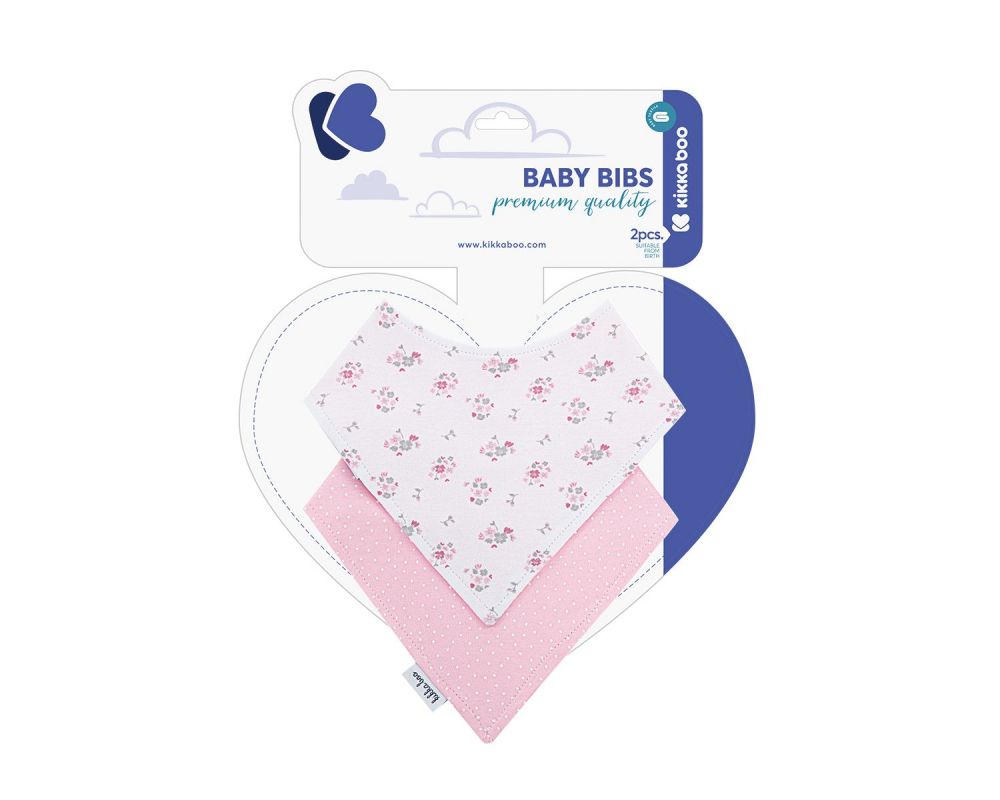 Set 2 bavete din bumbac tip bandana Pink Flowers