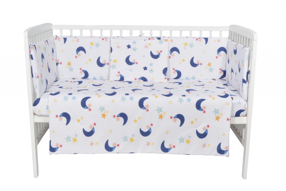 Set lenjerie 4 piese Mini Cot Dark Blue Moon Camera copilului 2023-09-27