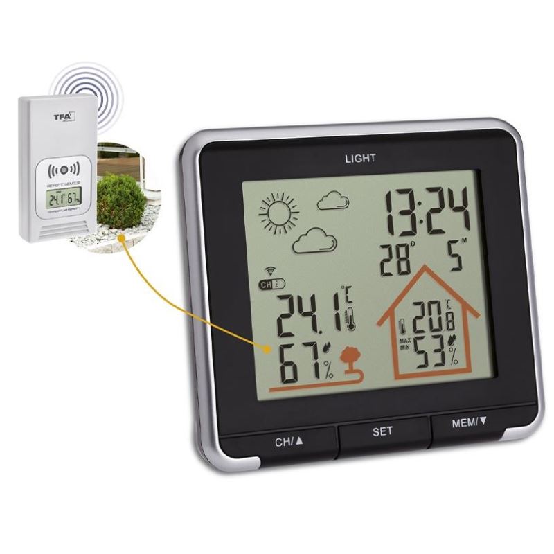 Statie meteo wireless Life TFA 35.1153.01 cu transmitator wireless extern inclus negru - 2 | YEO