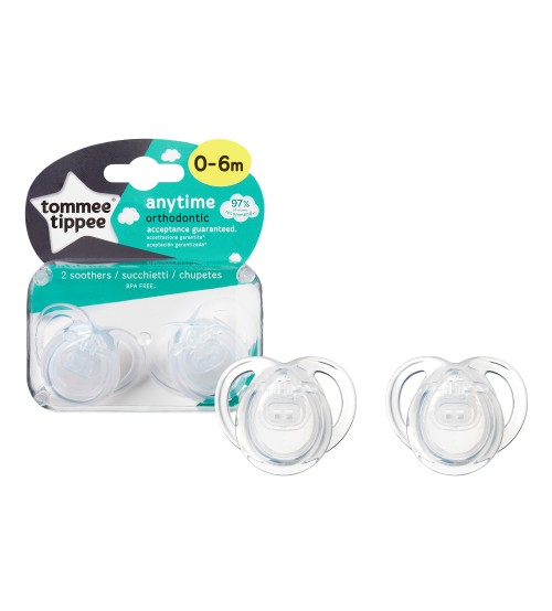 Suzete ortodontice Anytime Tommee Tippee 0-6 luni transparent