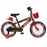 Bicicleta baieti Rich Baby R14WTB 14 inch cu roti ajutatoare 3-5 ani negru/rosu