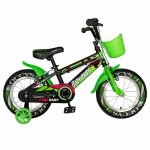 Bicicleta baieti Rich Baby R14WTB 14 inch cu roti ajutatoare 3-5 ani negru/verde