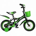 Bicicleta baieti Rich Baby T1204C 12 inch C-Brake cu roti ajutatoare 2-4 ani negru/verde