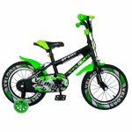 Bicicleta copii 18 Velors V1801A C-Brake verde/negru si roti ajutatoare