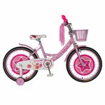 Bicicleta fete Rich Baby T2001C roata 20 C-Brake roti ajutatoare 7-10 ani roz/alb