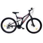 Bicicleta munte dubla suspensie Rich R2750D roata 27.5 frana disc 18 viteze negru/rosu