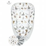 Cosulet bebelus pentru dormit Baby Cocoon 90x50 cm Forest Friends Grey/Beige MimiNu