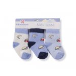 Set 3 perechi de sosete din bumbac flausate 6-12luni Thermal Sky Blue