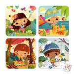 Set de 4 puzzle-uri Anotimpuri 6-9-12-16 piese Janod J02658