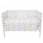 Set lenjerie 4 piese Mini Cot Yellow and Grey Stars white