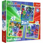 Set puzzle 3 in 1 Trefl Eroi in Pijama Gata de actiune