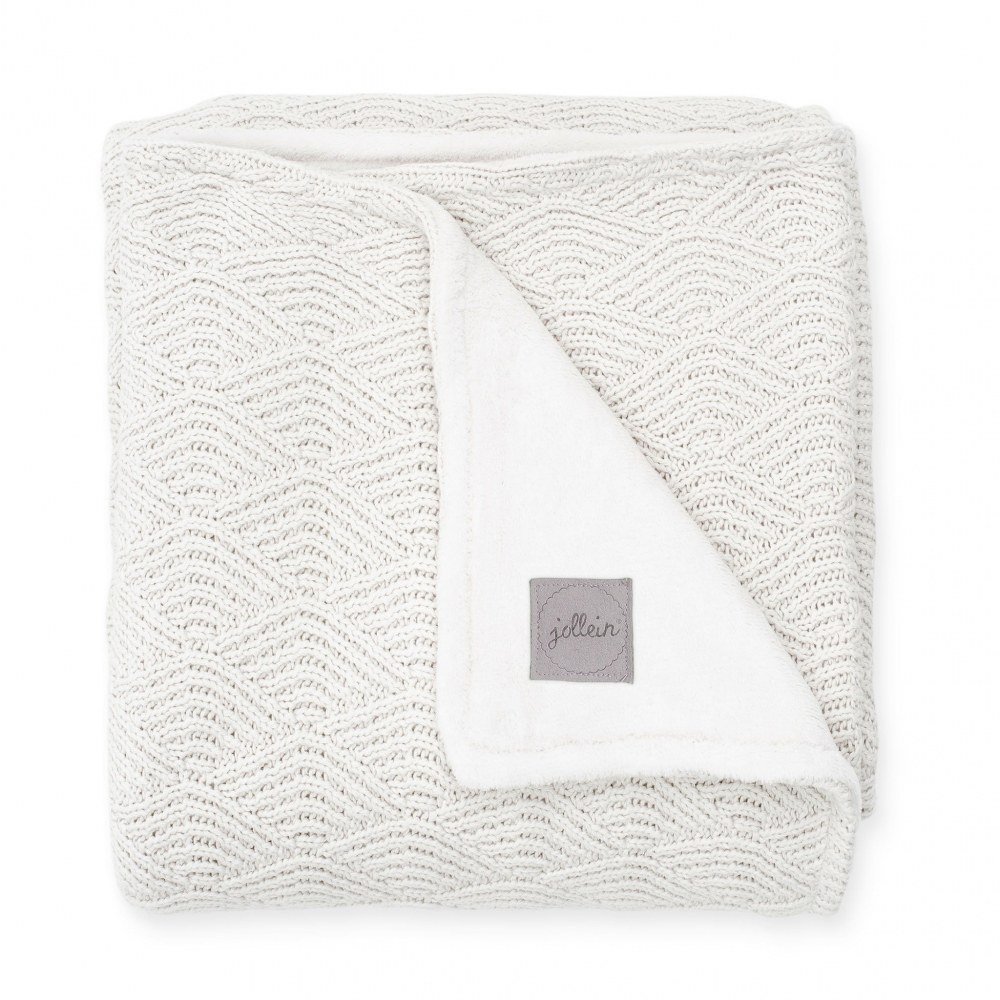 Paturica bebe cu fleece 100x150 cm jollein river cream-white