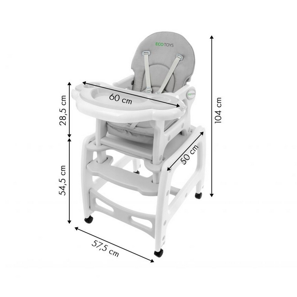 Scaun de masa 3 in 1 Ecotoys HC-223 Gri - 4 | YEO