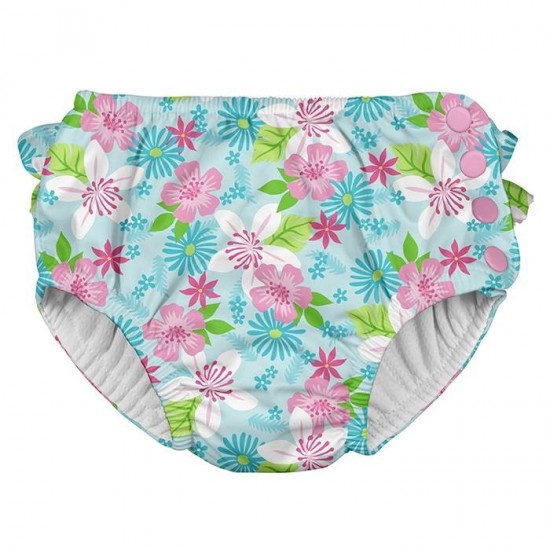 Scutec fete refolosibil pentru inot spf 50+ green sprouts by iplay light pink dragonfly floral cu volanase 5t