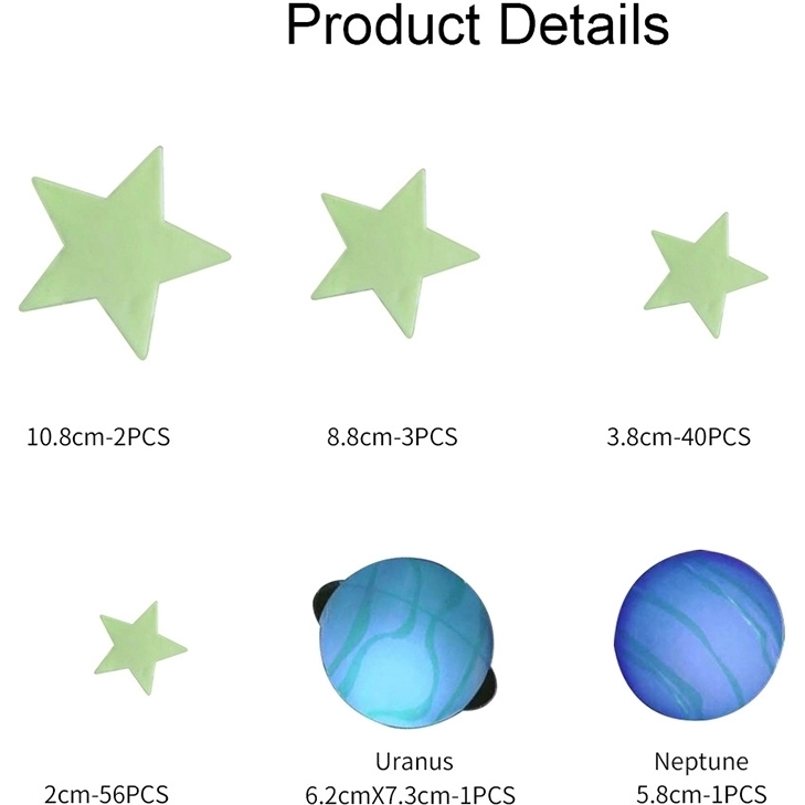 Set 100 stele si 8 planete fosforescente Bambinice BN012 - 2 | YEO