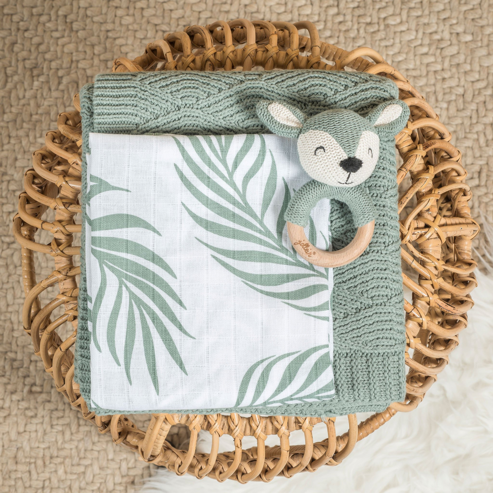 Set 3 batiste hidrofile nature 31x31 cm bumbac verde black