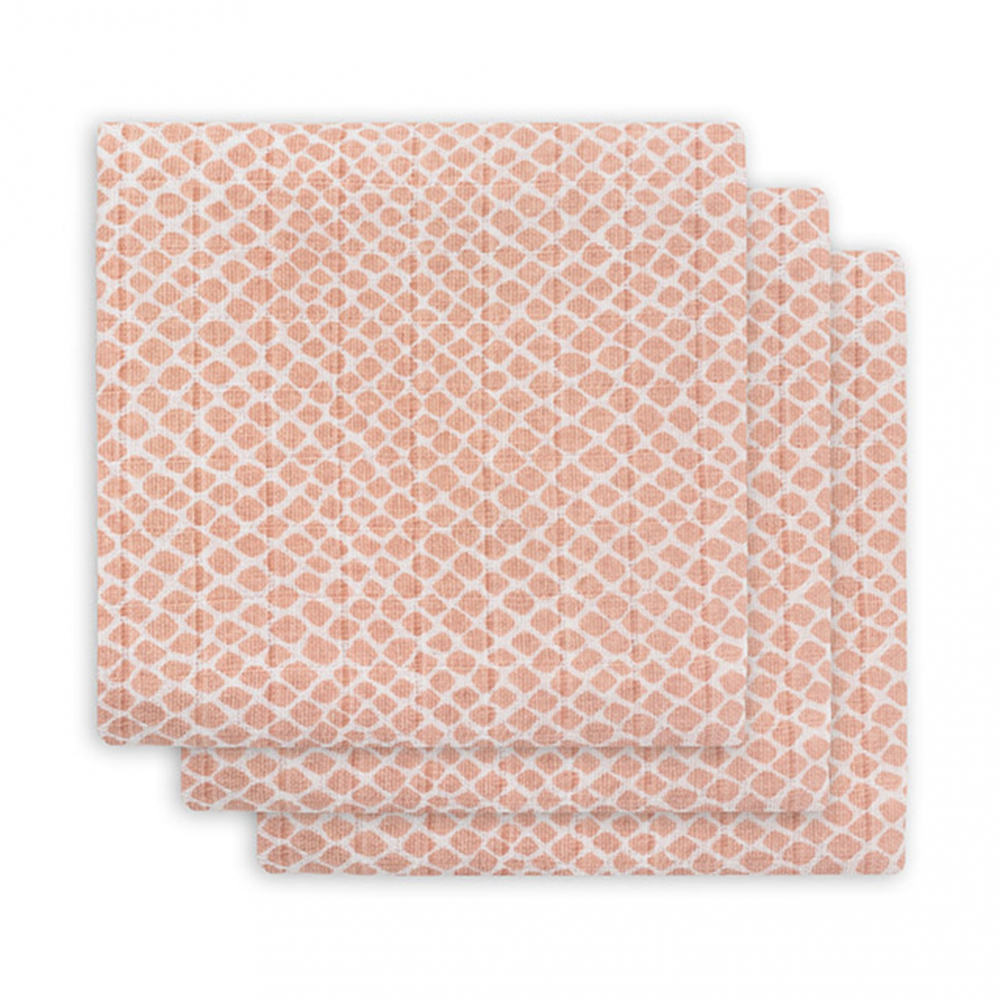 Set 3 batiste hidrofile jollein snake 30x30cm snake pale pink
