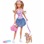 Papusa Simba Steffi Love Puppy Walk 29 cm cu 2 figurine si accesorii