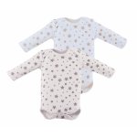 Set 2 body cu maneca lunga 100%bumbac organic 18-24 luni BabyCosy White/Ecru