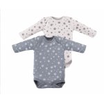 Set 2 body cu maneca lunga 100%bumbac organic 12-18 luni BabyCosy Grey/White