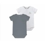 Set 2 body tricou din bumbac organic 100% BabyCosy 3-6 luni Grey/White