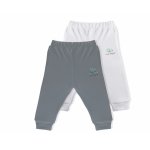 Set 2 perechi pantaloni bumbac organic 100% 3-6 luni BabyCosy Grey/White